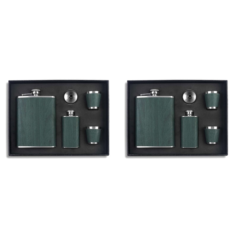 Frasco Para Licor Y Embudo - Frasco De Bolsillo De Acero Inoxidable 18/8 A Prueba De Fugas De 8 Onzas Con Cubierta De Cuero Negro Para Beber Alcohol Discreto, Whisky, Ron