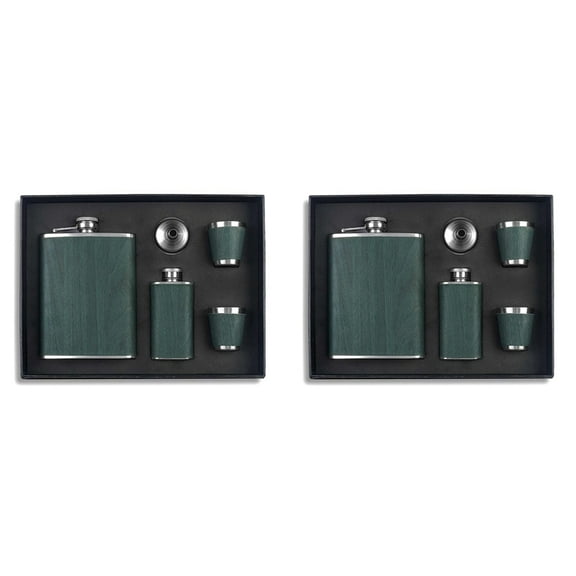 2X Hip Flask Set Stainless Steel Flask of Gifts for Men 260ML Bar Camping Barbecue Portable Pocket Flask Green