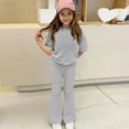 thumbnail image 6 of CCRFTGI Summer Outfits for Kids Girls Size 8 Casual Lounge 2 Piece Outfits Oversized T Shirts and Flare Pants High Waist Active Gym Clothing Sets Gray 12-13 Years, 6 of 7