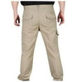 thumbnail image 5 of Mens Cargo Pants with Elastic Waist Width and Soft Men Warm Jeans,Khaki,XL, 5 of 7