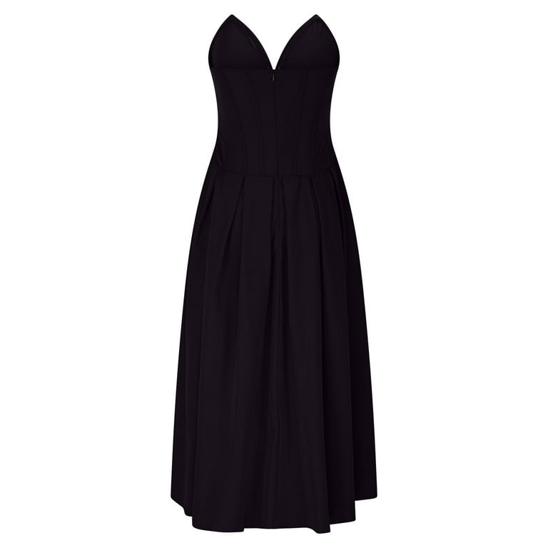 ZQUUVOU Strapless Satin Wedding Dresses for Women Structure Sleeveless Evening Dress Formal Gown for Wedding Tea Party Black - Walmart.com ZQUUVOU Strapless Satin Wedding Dresses for Women Structure Sleeveless Evening Dress Formal Gown for Wedding Tea Party Black - Walmart.com