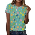 thumbnail image 2 of Warop Chemise Décontractée pour Femme, Chandail à Enfiler avec Imprimé de Pâques, Col Rond et Manches Courtes, pour le Quotidien, 2 of 5