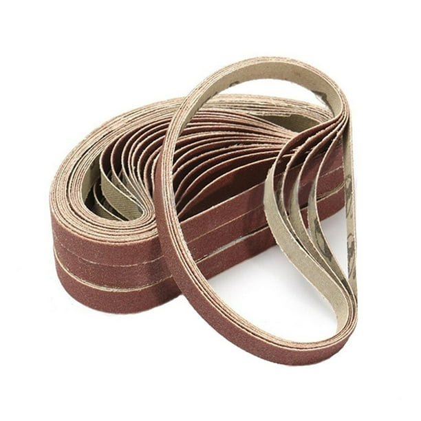 10pcs 15 * 452mm Cinturones de lijado 40-600 Grits de arena de lija Bandas abrasivas for la lijadora de cinturón herramienta abrasiva de madera pulido de metal suave