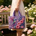 thumbnail image 2 of ZhangC Hummingbird Quilted Tote Bag for Women, 15.8x16.9 Inch Large Capacity Printed Shoulder Handbag, Lightweight Shopping Travel Purse with Inner Pocket, 2 of 6