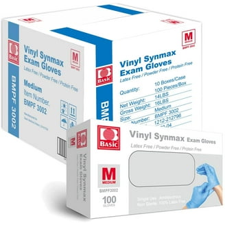 Basic Medical Synmax Vinyl Exam Gloves, BMPF-3004, X-Large