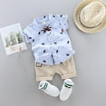 thumbnail image 2 of Ketyyh-chn99 Baby Boys Dress Shirt Set Tops+Shorts Cartoon Outfits Boys Blue,90, 2 of 2