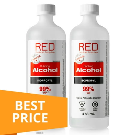 2 Bottles Isopropyl Rubbing Alcohol 99% Bottle, 473mL - Topical First Aid Antiseptic Cleaner – 99 Percent Isopropanol Sterilization Solution, Made in Canada (2 Bottles, 473mL) | Walmart Canada 2 Bottles Isopropyl Rubbing Alcohol 99% Bottle, 473mL - Topical First Aid Antiseptic Cleaner – 99 Percent Isopropanol Sterilization Solution, Made in Canada (2 Bottles, 473mL) | Walmart Canada