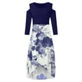 thumbnail image 4 of LSLJS Plus Size Women Sexy Round Neck Off Shoulder Floral Printed Strapless Gradient Splicing Long Sleeve Pullover Irregular Hem, Cocktail Dresses for Women Evening Party, 4 of 4
