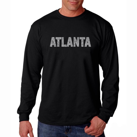 LA Pop Art Men's Word Art Long Sleeve T-shirt - ATLANTA NEIGHBORHOODS