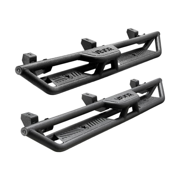 VEVOR Running Boards, 6 Inches Side Steps Compatible with 2018-2025 Jeep Wrangler JL 4 Door, Black Carbon Steel Nerf Bars, 550 lbs Load Capacity, Wide Non-Slip Hollow Surface with Rustproof Coating