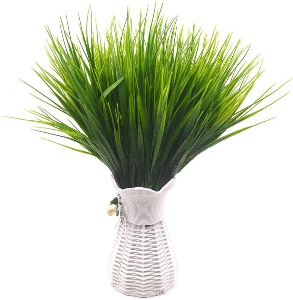 Artificial Shrub, Fake Plants Greenery Simulation Bush Sinhoon Spring Grass Leaves Plastic Indoor Outdoor Outside Home Garden Office Bedroom Verandah Wedding Decor Decoration Planter Filler 8 Pcs