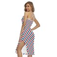 thumbnail image 2 of Usa Patriotic Striped Pattern Printed Cross Back Cami Dress, American Flag Fashion Summer Maxi Sexy Casual Dress For Women. Gifts For Us Independence Day, 4Th Of July, 2 of 4
