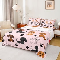 Castle Fairy Cartoon Dachshund Twin Sheet Sets for Preppy Kids,Kawaii Dog Bedding