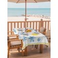 thumbnail image 2 of Outdoor Tablecloth with Umbrella Hole for Patio/Picnic/Party/Camping, Cute Snowman Waterproof Table Cloth Rectangle Table Cover Washable, Yellow Weather Snowy Rainy Sun Rainbow (60"x 120"), 2 of 8
