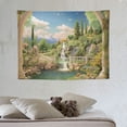 thumbnail image 4 of ONETECH Beautiful Eden Palace Balcony Garden Tapestry Lake Mountain Scene European Vintage Building Nature Landscape Wall Hanging Aesthetic Tapestry for Bedroom Living Room Dorm Art Blanket, 4 of 7