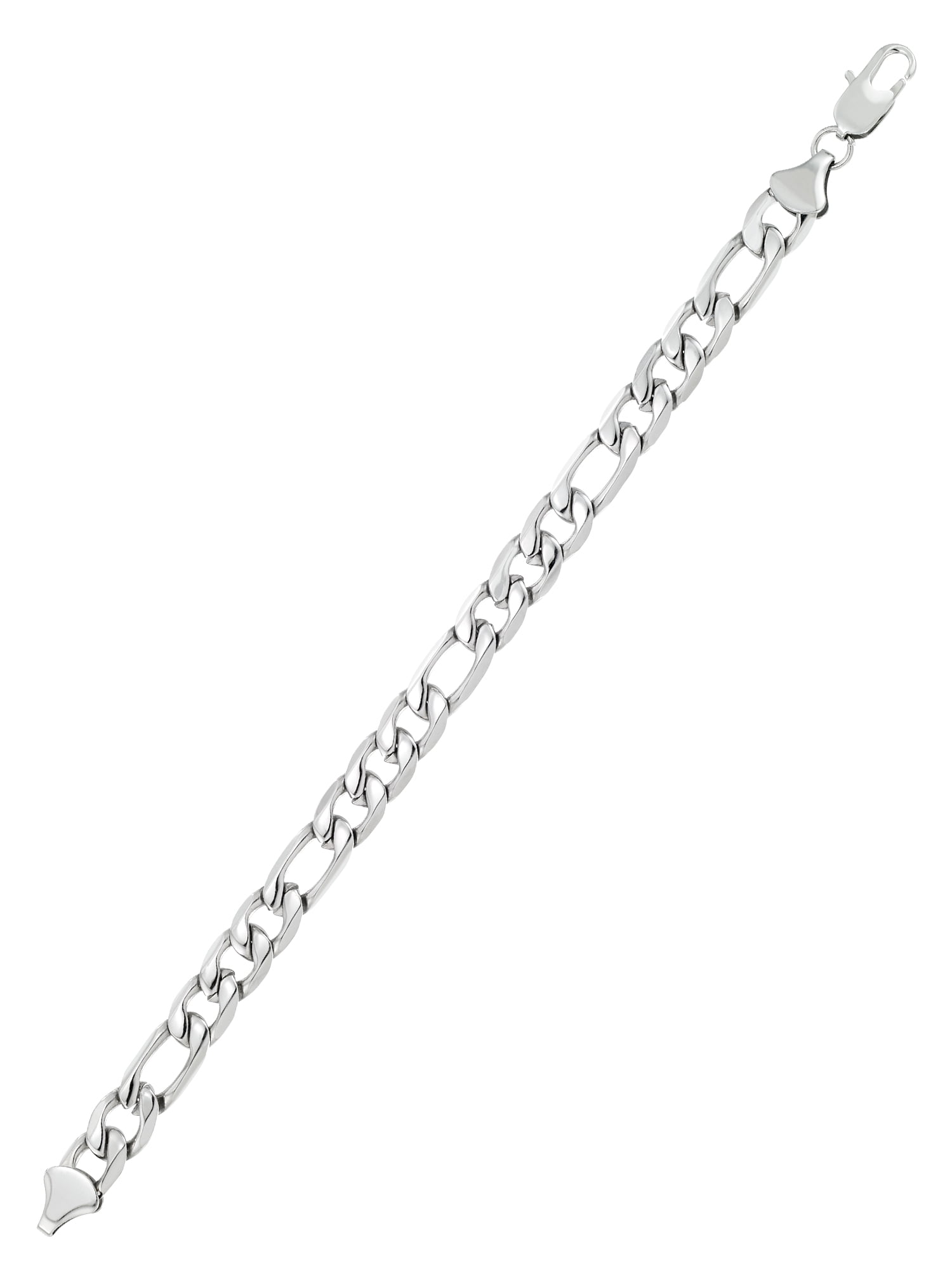 Focus for Men by Focus Men Solid Bold Figaro Bracelet in Brilliant White Stainless Steel, 9".