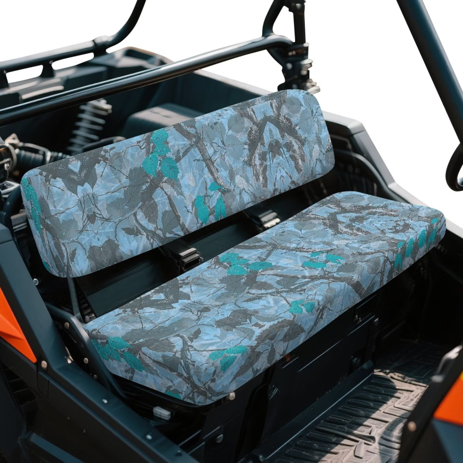 Uorisanigo UTV Bench Seat Cover Set UTV Accessories for All Seasons, Anti-Slip Blue Hunting Camo Forest Seat Cover Cushion Suitable for Kawasaki Mule 4010 4x4 FE 2025 2023 2022 2021