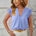 thumbnail image 2 of AherBiu Hauts de Plage Boho pour Femmes Manches Courtes en Chiffon Col en V Chemisier Décontracté Chic, 2 of 5