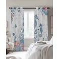 thumbnail image 3 of Seahorse Blackout Curtains for Bedroom Living Room, Watercolor Seaweed Fish Coral White Letter Texture 63 In Long Thermal Insulated Room Darkening Drapes Grommet Window Treatments, 42 x 63 In, 3 of 9