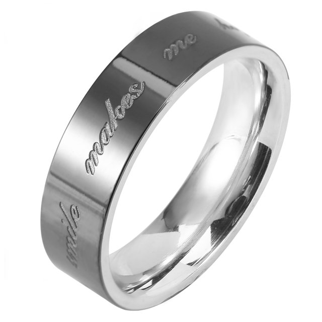 Anillo de Compromiso de Acero de Titanio Sin Diamantes de Imitación Redondos 7 Masculino