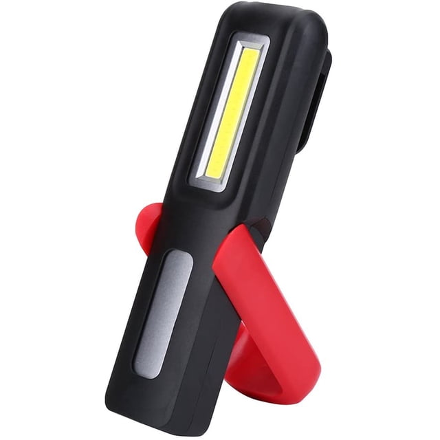 DAMAIE COB LED Portable Light USB Rechargeable COB Work Light Multifunction Flashlight With Hanging Hook, Magnetic Holders for Auto Repair, Camping, Emergency (Red)