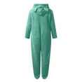 thumbnail image 3 of Women's Plush Hooded Bodysuit Plush Pajamas Long Sleeve Warm Flannel Bodysuit, 3 of 9