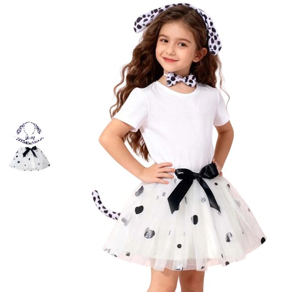 Bmisegm Halloween for Kids Girls Layered Mesh Tutu Cartoon Dance Skirt with Accessories Skirts for Girls 5-8 Years