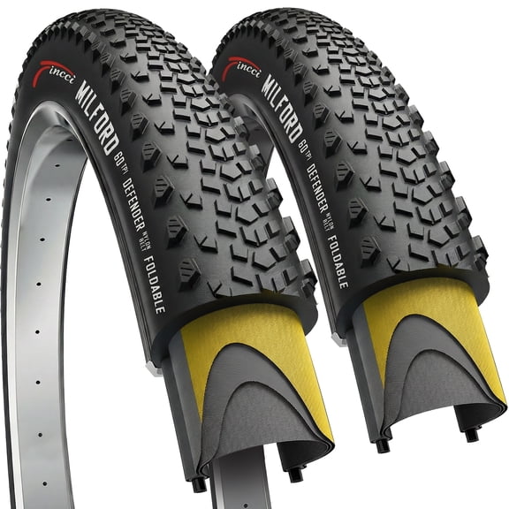 Fincci 700x40c Bike Tires (42-622) Foldable Anti-Puncture for Gravel, Hybrid, Electric, and Touring Bikes, 2-Pack
