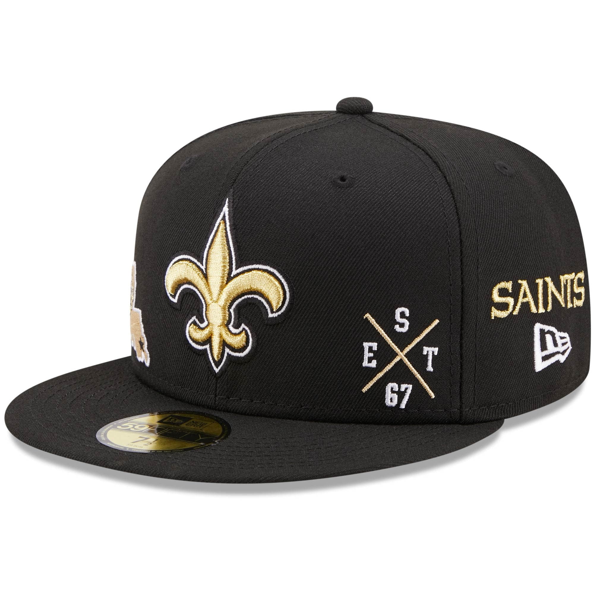 New Orleans Saints New Era Multi 59FIFTY Fitted Hat - Black - Walmart.com