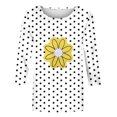thumbnail image 4 of Camisetas Casuales de las Mujeres de Moda Impresa 3/4 Mangas Blusa Cuello Redondo para el Hogar Y Diario, 4 of 4