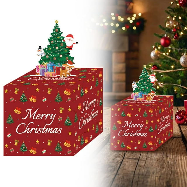Outdoor Christmas Decorations Event & Party Merry Christmas Box For Pull Box Red Holder With Pull Out Card DIY Set Party Object