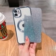 thumbnail image 3 of Compatible with iPhone 12 Magnetic Gardient Glitter Case, Plating Bling Cute Case with MagSafe for Women Girls Full Camera Protector Back Cover for iPhone 12 6.1'' Blue, 3 of 11
