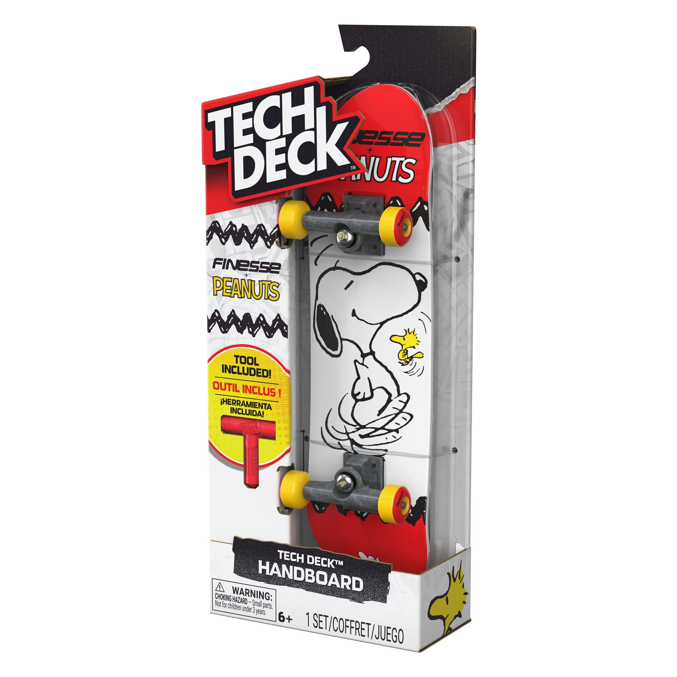 Tech Deck, Finesse Peanuts Handboards, Authentic Mini Skateboards for Kids Ages 6 and up