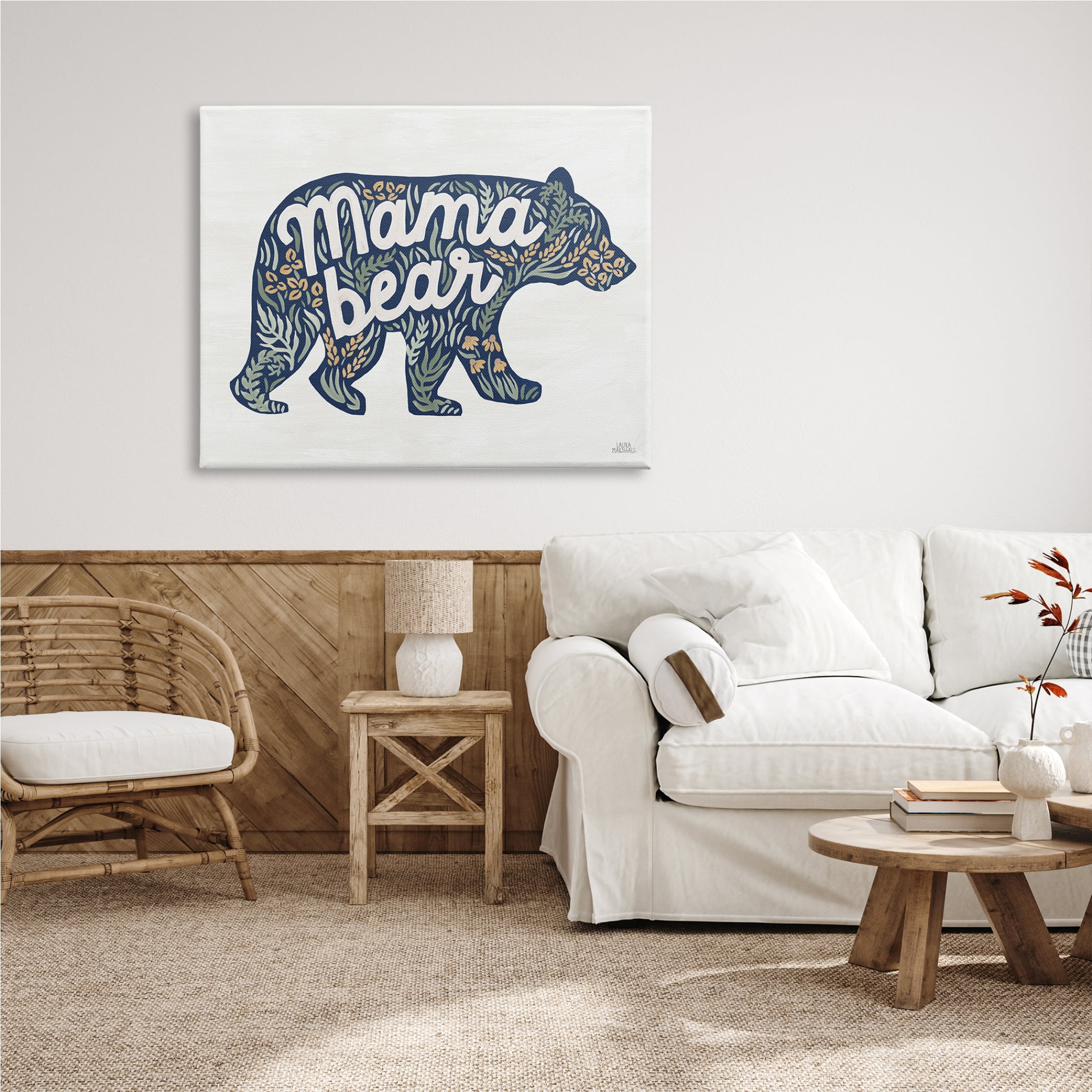 Stupell Industries Floral Mama Bear Phrase Botanical & Floral Painting Gallery Wrapped Canvas Print Wall Art, 48 x 36