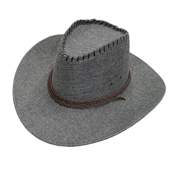 QASIEATN Men's Classic Western Hat with Leather and Metal Embellishments Brown Cowboy Hat for Outdoor and Casual Wear Daily Wear Accessories Cowboy for Women and Men