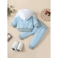 thumbnail image 4 of goowrom Baby Suit Set, Contrast Color Long Sleeve Hooded Tops with Zipper+ Long Pants, 4 of 9