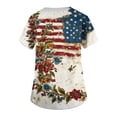 thumbnail image 4 of 4th Of July Nursing Scrub Tops for Women 250th Anniversary Usa Flag Print Medical Nurse Short Sleeve V Neck Nursing Working Uniform with Pockets, 4 of 4
