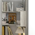 thumbnail image 6 of Hommoo 6-Tier Freestanding L-Shaped Corner Bookshelf Display Shelf, Wooden Bookcase Multifunctional Open Storage Rack Organizer, Light Gray, 6 of 8