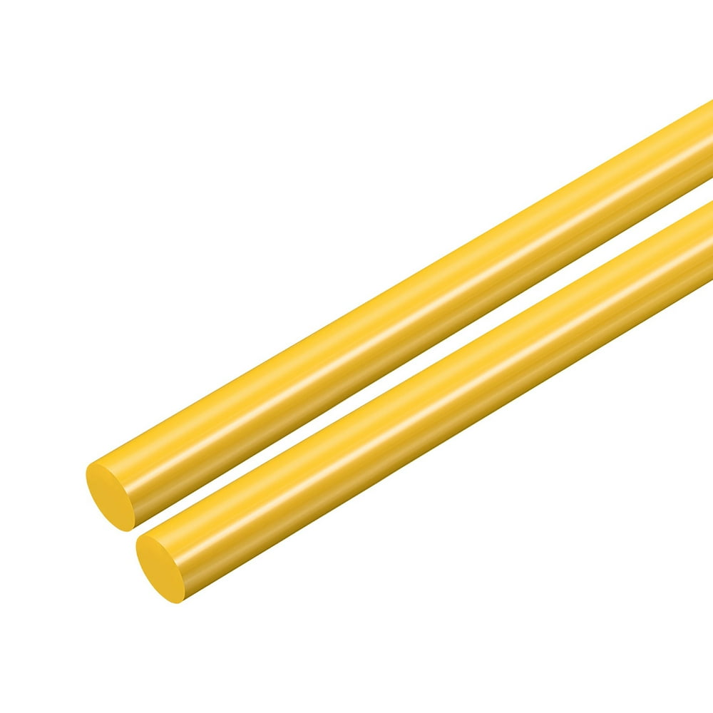 2pcs Plastic Round Rod 1/4" Dia 20" Length Yellow (POM