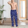 thumbnail image 2 of Naloa Golden Snowflakes Royal Blue Pajama Pants Men, PJ Bottoms, Sleep & Lounge Pants-, 2 of 6