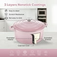 thumbnail image 4 of 6 Quart Enameled Dutch Oven Pot with Lid, Cast Iron Dutch Oven with Dual Handles for Bread Baking, Cooking, Non-stick Enamel Coated Cookware, Pink, 4 of 9