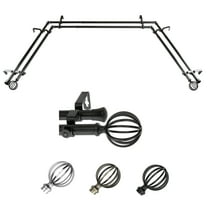 Gwen 13/16" Double Bay Window curtain rod Adjustable 20"-36", 38"-72" - Black,(ABay-62-2D)