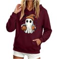 thumbnail image 2 of Hoodie for Women Halloween Ghost Graphic Pullover Hooded Sweatshirts Fall Casual Long Sleeve Soft Fleece Hoody Jackets with Kangaroo Pocket Ladies' Halloween Party Costumes, 2 of 5