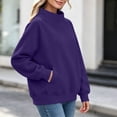 thumbnail image 6 of Horkkom Mock Neck Sweatshirt Trendy Casual Long Sleeve Tops Solid Color Fall Winter Sweatshirts with Pockets M, 6 of 8