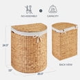 thumbnail image 3 of Best Choice Products Half Moon Laundry Hamper w/ Lid, Half Round Laundry Basket, w/ Removable Liner & Handles - Natural, 3 of 9