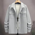 thumbnail image 7 of Donemore Men's Solid Color Lapel Button-Up Double Pocket Shirt Long Sleeve Work Jacket Casual Commute Stylish Versatile Men's Wear, 7 of 7