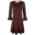 thumbnail image 4 of Michael  Women's Lace Print Bell-Sleeve Dress RC Large, 4 of 4