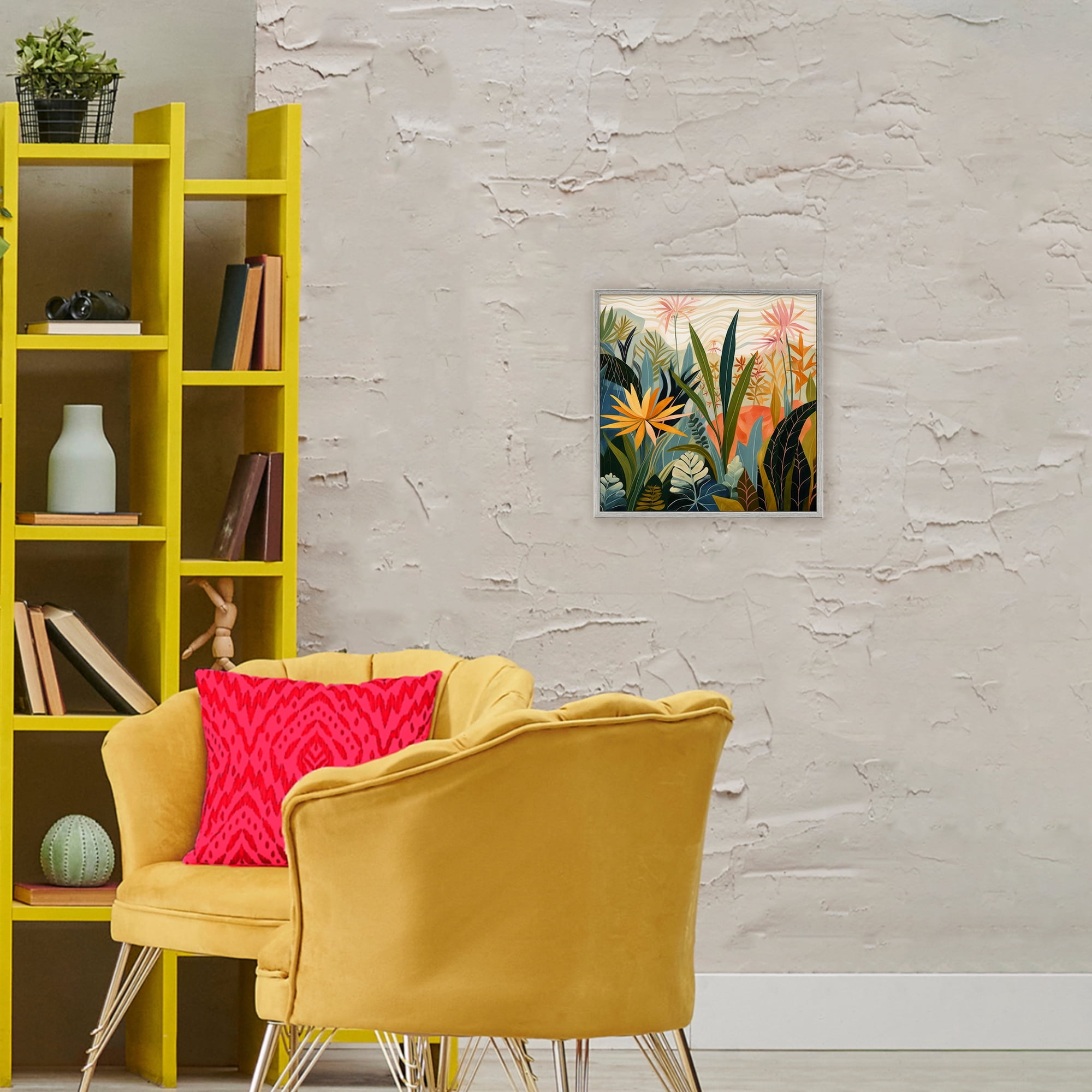 Stupell Industries Tropical Botanical Embrace Gray Framed Giclee Art, design by Lazar Studio