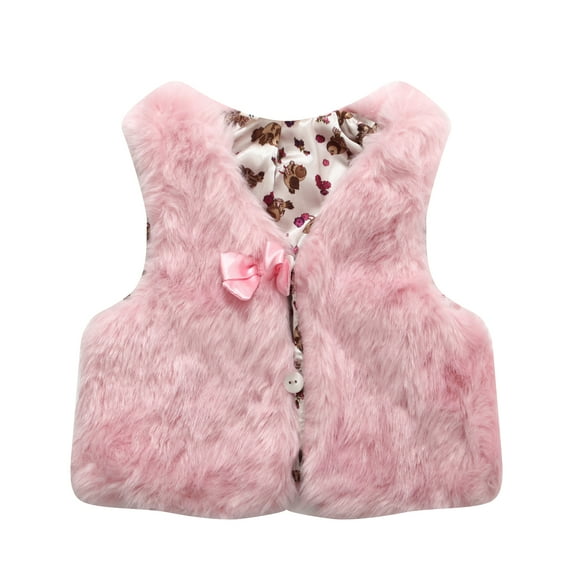 Richie House Girls' Faux Fur Vest with Bow RH0792