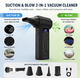 thumbnail image 2 of 3-in-1 Air Duster and Vacuum Cleaner, 150000RPM High-Speed 4-Speed Adjustable Blower with Screen Display and LED Lights,Dust Remover for Computer/House/Outdoor/Car, Black, 2 of 10